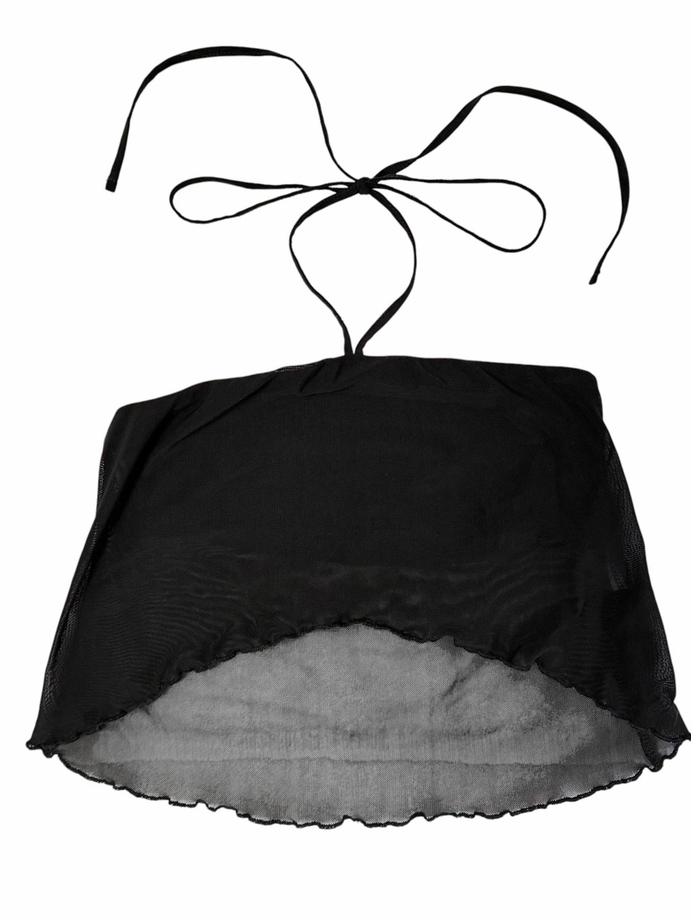 Garage XS Black Mesh Halter Bandeau Top